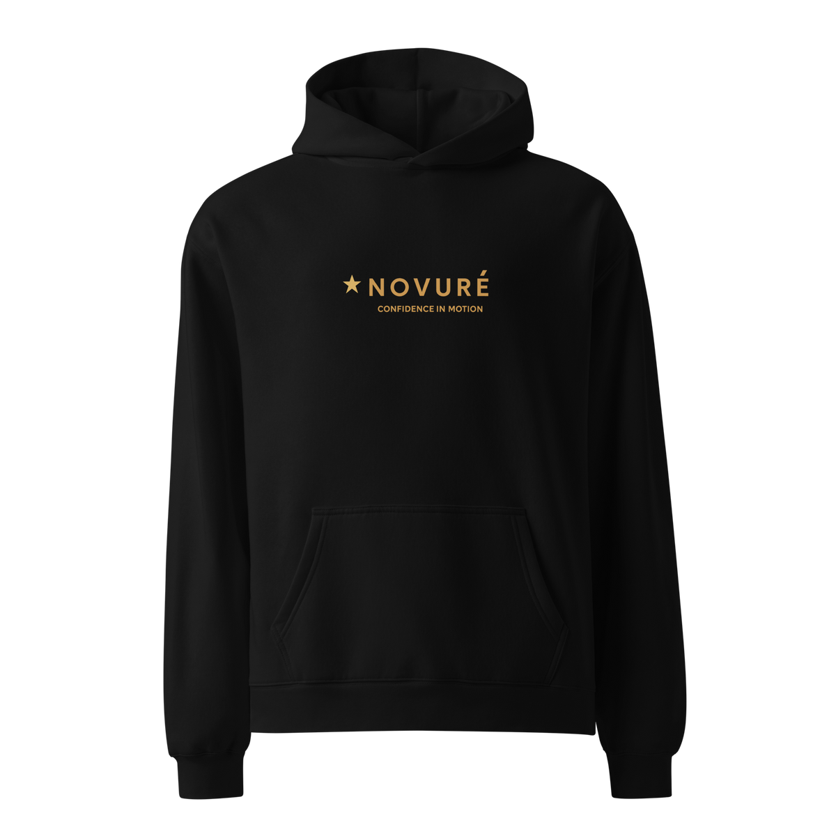 Novuré Gold Logo Hoodie - Premium Black Oversized Streetwear